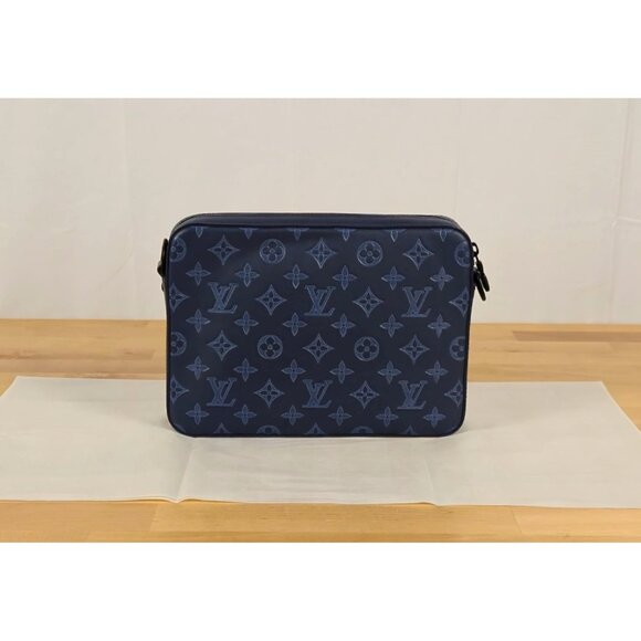 Louis Vuitton Duo Messenger Navy Shadow Calf Leather W/Strap & Removable PM Poch - Picture 7 of 16